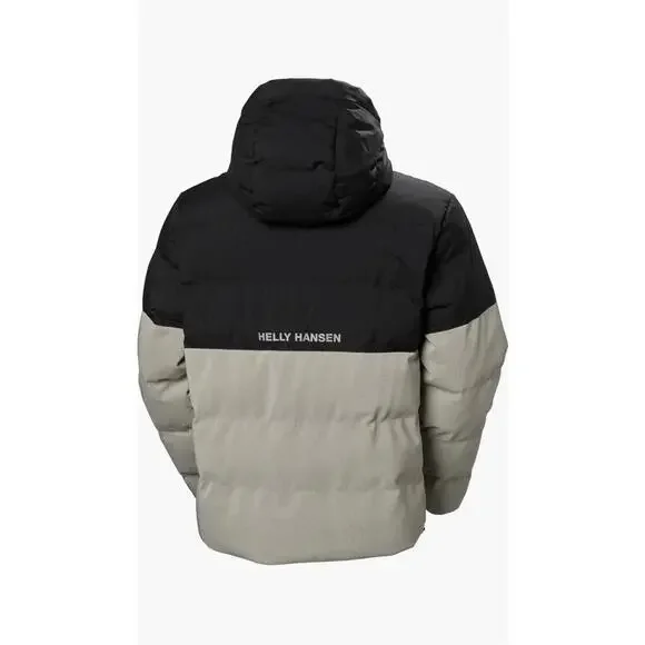 Helly Hansen Oslo Hooded Colorblock Puffer JacketCoat Black Gray Small M